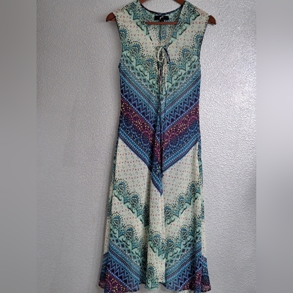 gnw Multi Colored Sleeveless Midi Dress Size L - Picture 6 of 11